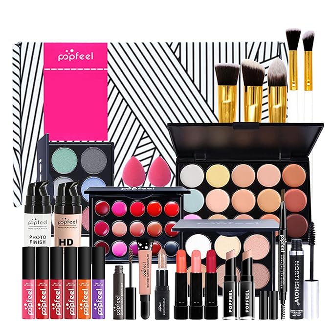 Multi-purpose Makeup Kit All-in-One Makeup Gift Set Colours Mix Eyeshadow Concealer Lip Gloss Pressed Powder and Powder Blusher Cosmetic Makeup Palette Set Kit #091-Velvo Beauty