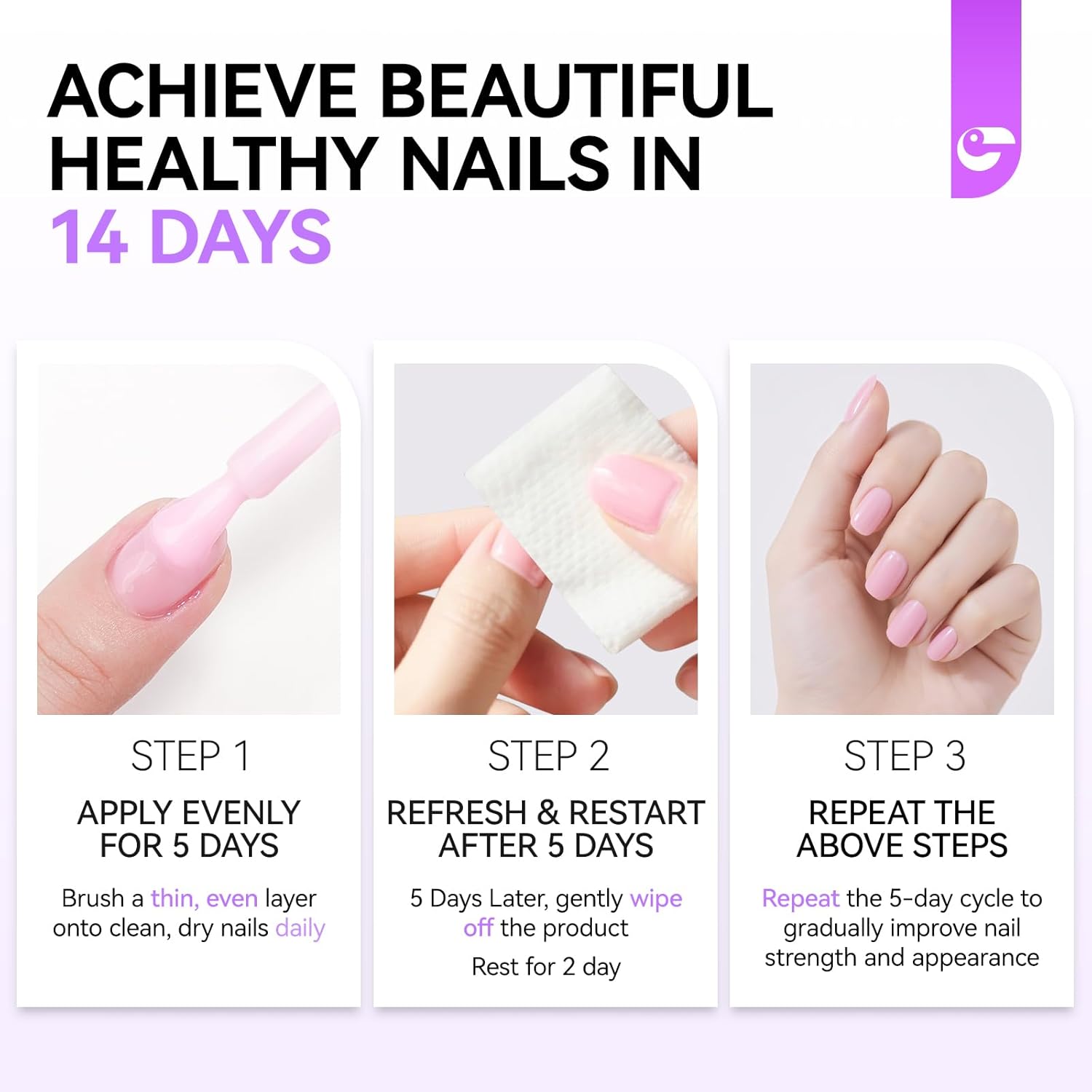 Nail Polish Strengthener and Growth Treatment: Pink Gelike EC 6 in 1 Natural Nail Hardener Extra Strong and Growth - Long Lasting Nail Repair for Damaged Nails - For Daily Work Home Salon-Velvo Beauty