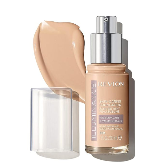 Revlon Illuminance Skin-Caring Liquid Foundation, Hyaluronic Acid, Hydrating and Nourishing Formula with Medium Coverage, 301 Cool Beige (Pack of 1)-Velvo Beauty