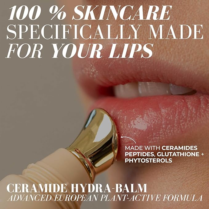 Fitglow Beauty Ceramide Hydra-Balm Lip Gloss | Hydrating Lip Serum with Peptides & Glutathione | Plumping & Anti-Aging Lip Skincare | Dry & Chapped Lip Repair | Vegan & Cruelty-Free | 12g - Pinot-Velvo Beauty