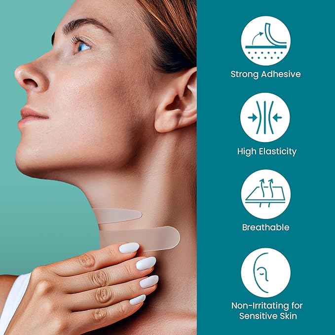 Advanced Wrinkle Patches 60ct Smile Line, Frown Line Wrinkle Patches for Facial Korean Skin Care Face Wrinkle Tape Invisible Overnight with Retinol & Collagen (Medium (Neck))-Velvo Beauty