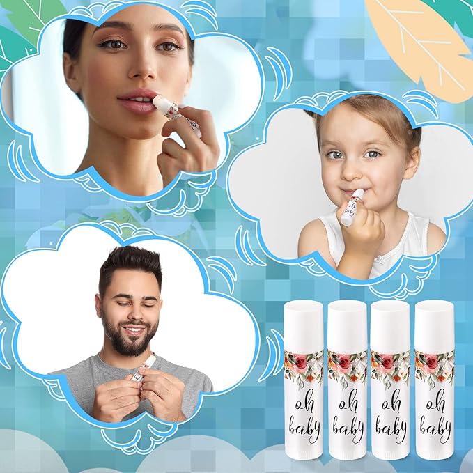 40 Pieces Lip Balm Bulk Baby Shower Jasmine Lip Balm Favors Floral Moisturizing Lip Balm for Women Children Men Girl kids Gender Reveal Favors Gift Baskets (Flower)-Velvo Beauty