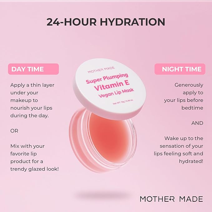 Natural Plumping Vitamin E Lip Mask 2EA | Hydrating Lip Moisturizer For Soft, Smooth, Plump Lips, Infused with Natural Oils, Organic Shea Butter, Collagen, Korean Skincare, Lip Gloss-Velvo Beauty