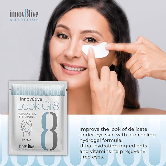 Look Gr8 Eye Patch - Rejuven8ting Eye Patches (Single) for Youthful Radiance! Under Eye Patches for Dark Circles, Puffy Eyes, and Wrinkles. With Collagen, Aloe Vera, and Vitamins D3 & E-Velvo Beauty