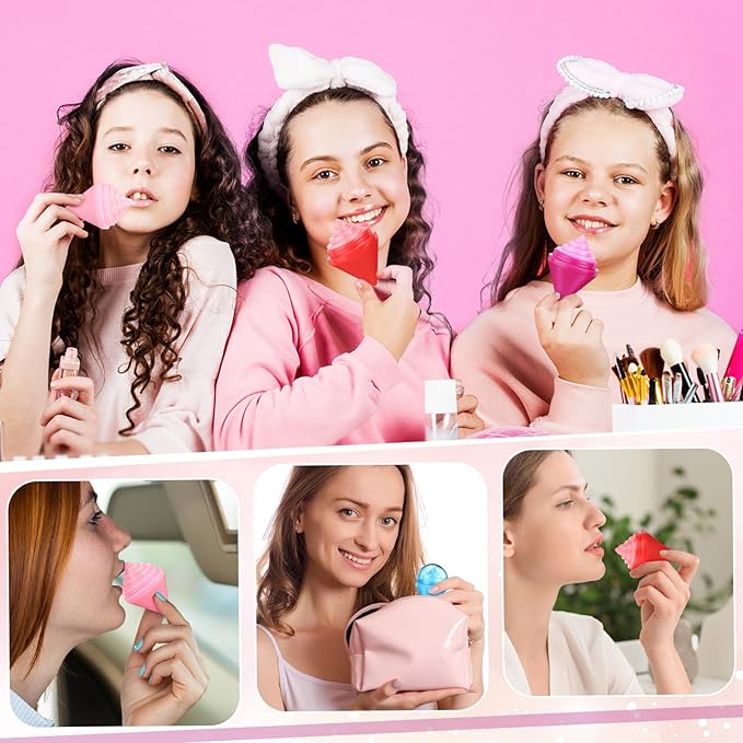 48 Pcs Ice Cream Party Decorations Lip Balm New School Classroom Gift for Preschool Toddler Back to School Exchange Party Favors Fruit Taste Lip Care Gift Birthday Gift Moisturizing Lip Balms-Velvo Beauty