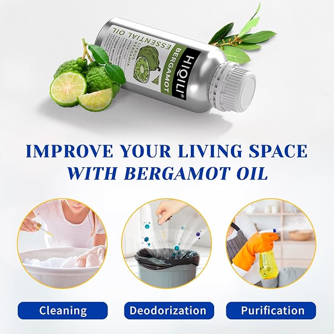 HIQILI Bergamot Essential Oil for Diffuser, Skin, Hair, DIY, 100% Pure & Natural - 16 Fl Oz (500 mL)-Velvo Beauty