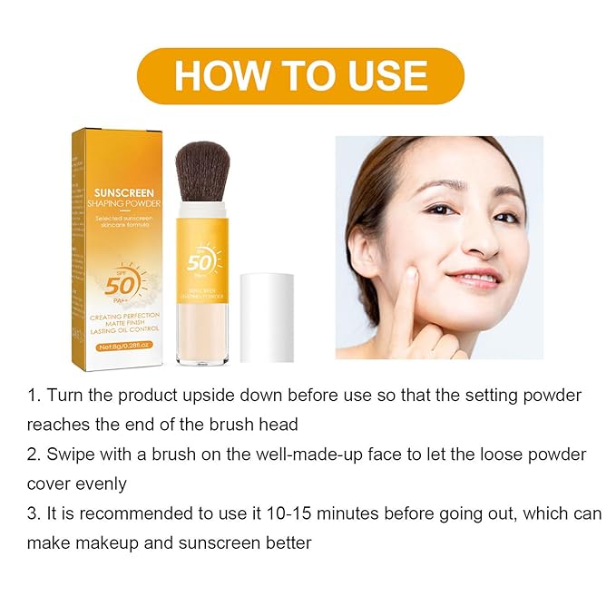 Mineral Sunscreen Setting Powder, SPF 50 PA++, Mineral Brush Powder, Matte Translucent Loose Setting Powder, Natural Oil Control Lightweight Face Powder for All Skin, Smooth, Lasting, Breathable-Velvo Beauty