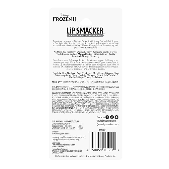 Lip Smacker Disney Frozen 2 Flavored Lip Balm Party Pack 8 Count, Clear, For Kids-Velvo Beauty
