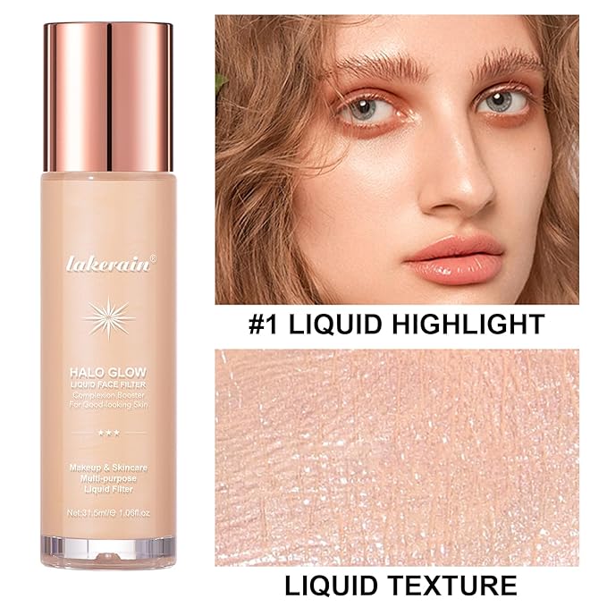 Natural Glow Liquid Filter Makeup, Longwear Face Luminizer, Complexion Booster For Any Part of the Body, Liquid Highlighter with Brush Kit, Infused Hyaluronic Acid, 1.06 fl oz (#01 FAIR)-Velvo Beauty