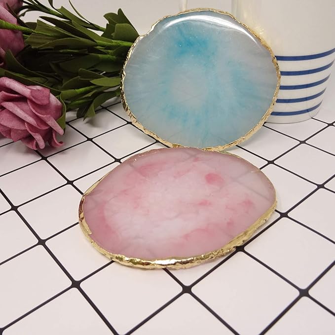 Honbay 2PCS Golden Edge Resin Nail Art Palettes Drawing Plates Manicure Display Tools for Women-Velvo Beauty