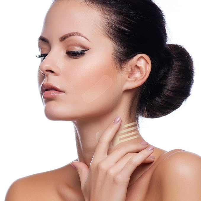 braxan 60 Pcs Neck Tape Lifting Invisible Set: Neck & Face Lift Tape Invisible - for Double Chin Jowls Eyes Sagging Skin, Special Events & Makeup-Friendly Use, Visible Results In Seconds-Velvo Beauty