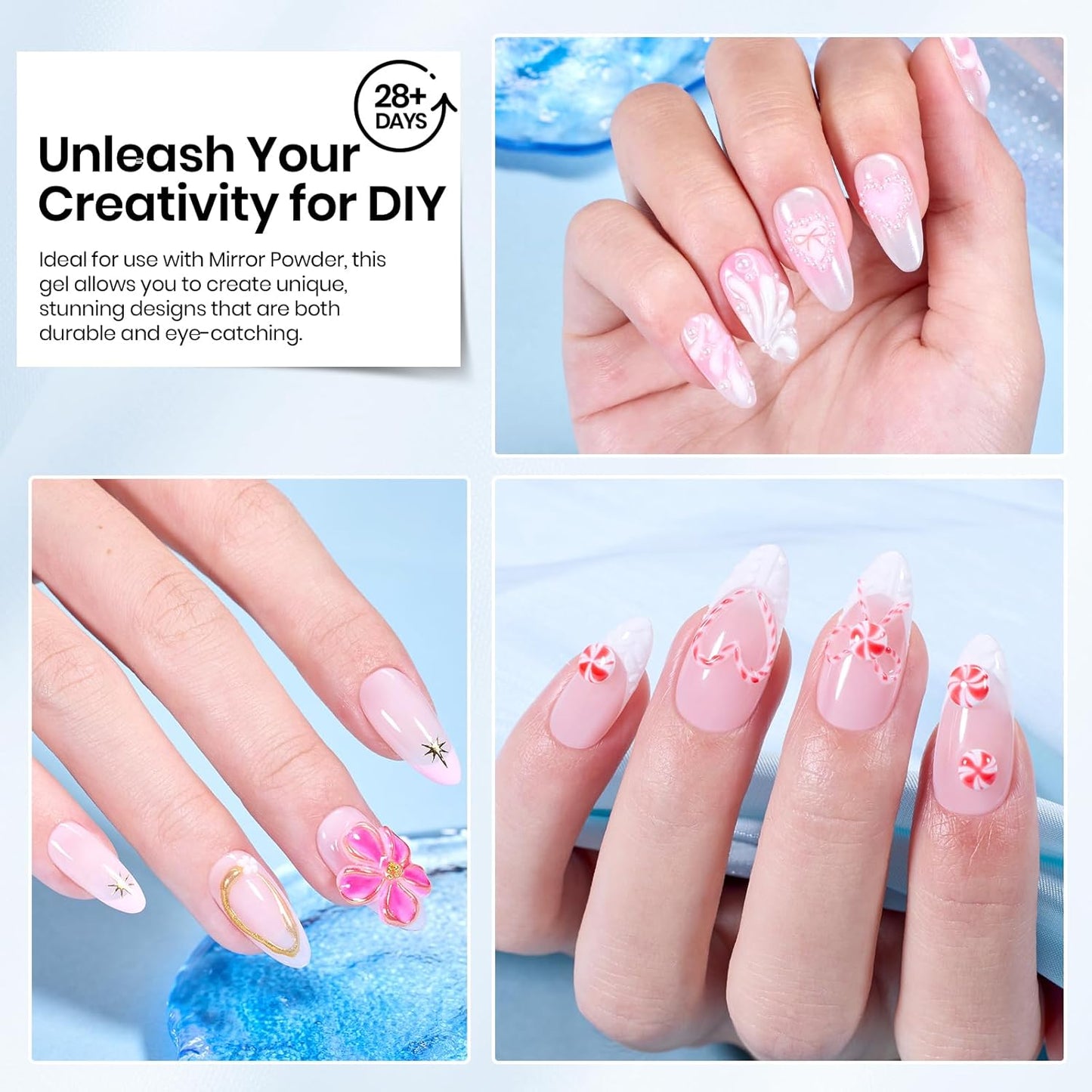 Beetles Sculpting Gel 3D Nail Art - Halloween White No Wipe Nail Polish 3D Rhinestone Building Multi-Function Drawing Gel for DIY Manicure Designs-Velvo Beauty