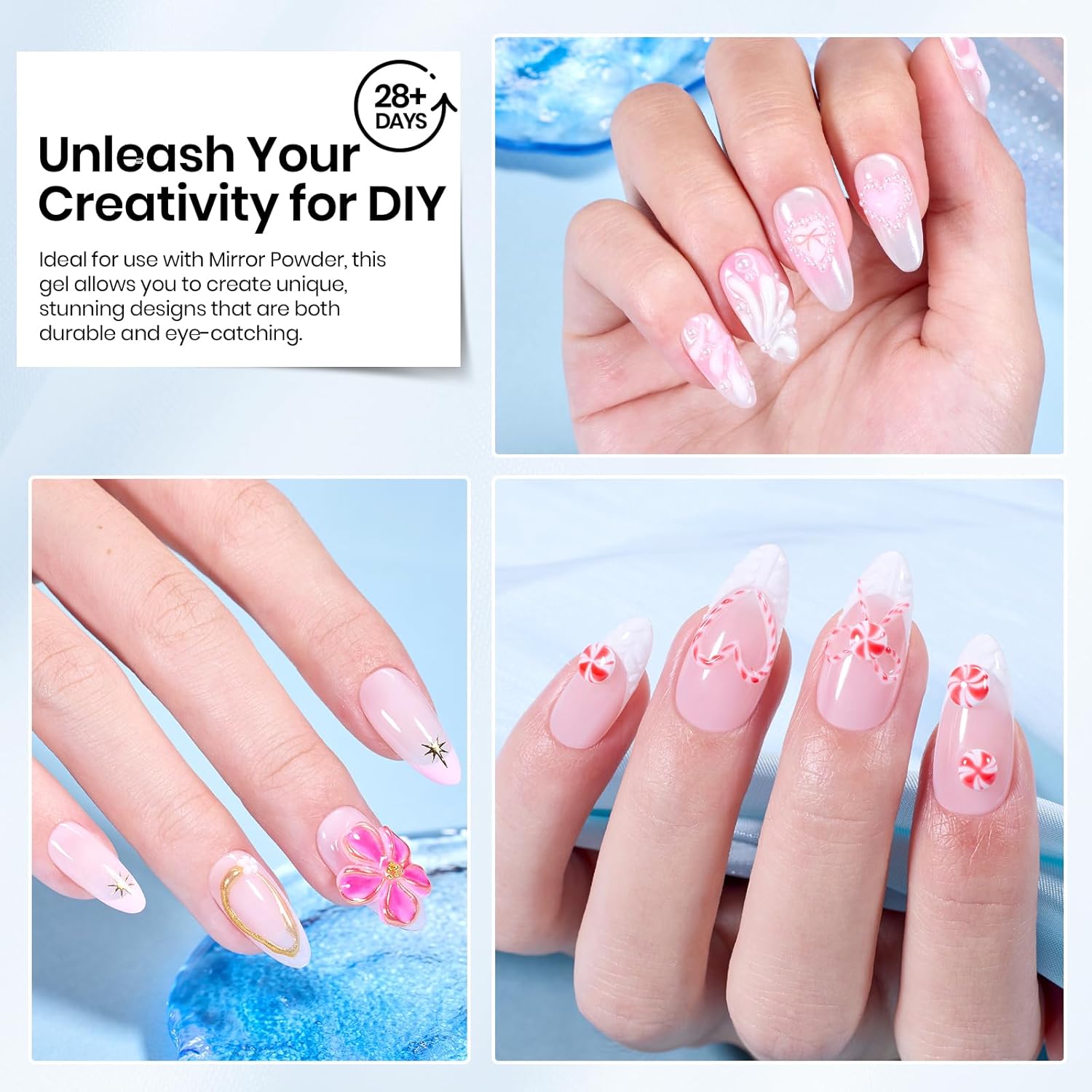 Beetles Sculpting Gel 3D Nail Art - Halloween White No Wipe Nail Polish 3D Rhinestone Building Multi-Function Drawing Gel for DIY Manicure Designs-Velvo Beauty