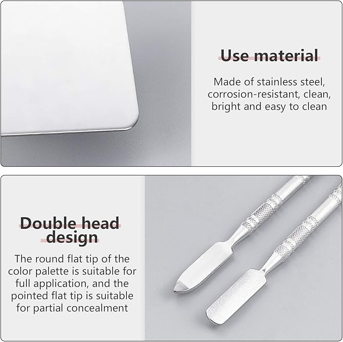 OLYCRAFT 6PCS Stainless Steel Makeup Palette Mini Ring Palette with Spatula Tool Makeup Palette Tools for Nail DIY Art Design Paint Color- 1.7 x 1.3 Inch-Velvo Beauty