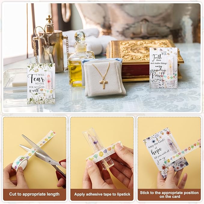 12 Sets Christian Lip Balms with Inspirational Bible Verse Card Bulk Gifts for Women Flower Sign Taste Lip Balm with Tag for Employee Coworker Teacher Family Church Wedding Favor-Velvo Beauty