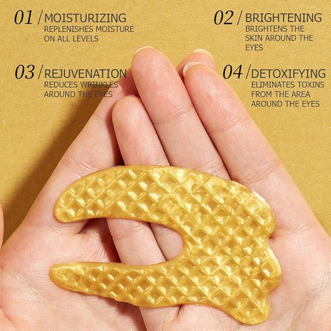 BIOAQUA Gold Elastic Soft Crystal Gel Eye Mask Hydrates Nourishes Moisturizing Face Skin Around The Eyes 12g x 5pcs-Velvo Beauty