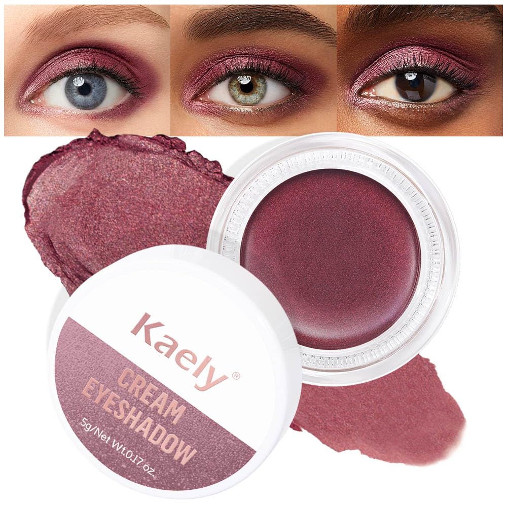 Kaely Single Cream Eyeshadow Pot, Orchid Shimmer Eye Shadow for Older Women High Pigmented Waterproof, Natural Eyeshadow Palette Makeup Brightener, sombras en crema para ojos, Blendable, 26-Velvo Beauty