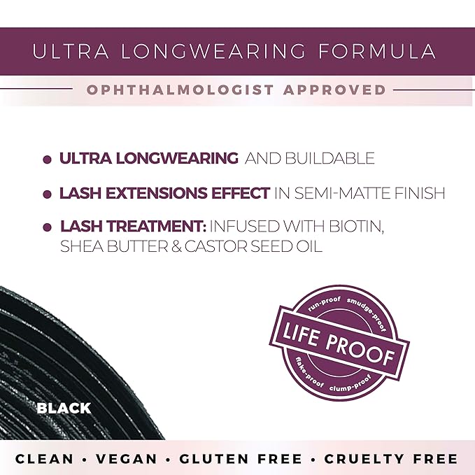 Blinc Lash Extension Tubing Mascara, Extreme Lengthening and Defining Mascara with Biotin, Ultra-Longwearing Washable Mascara, Clean, Vegan and Cruelty-Free, 9mL / 0.30 Fl. OZ (Black)-Velvo Beauty