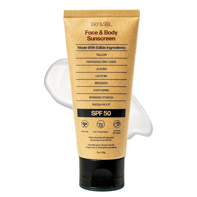 Mineral Sunscreen SPF 50 | With Grass-Fed Tallow & Zinc Oxide | Non-Greasy Formula for Face & Body | Made Without Reef-Harming UV Filters | 3 oz (85 g)-Velvo Beauty