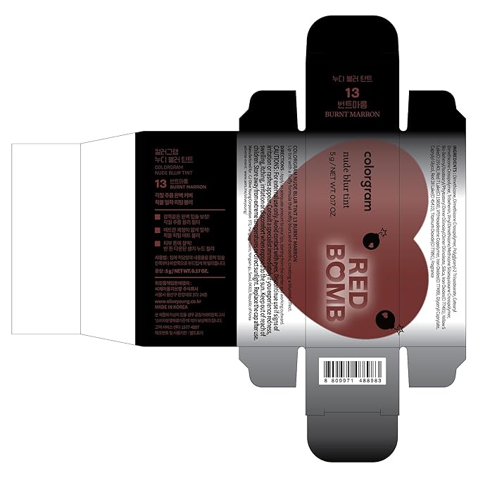 COLORGRAM NUDE BLUR TINT 13 BURNT MARRON | Soft Velvet Matte Liquid Lipstick & Cheek Tint | Lightweight Blurring Tint for a Smooth & Airbrushed Finish | Long-Lasting & Non-Sticky Formula-Velvo Beauty