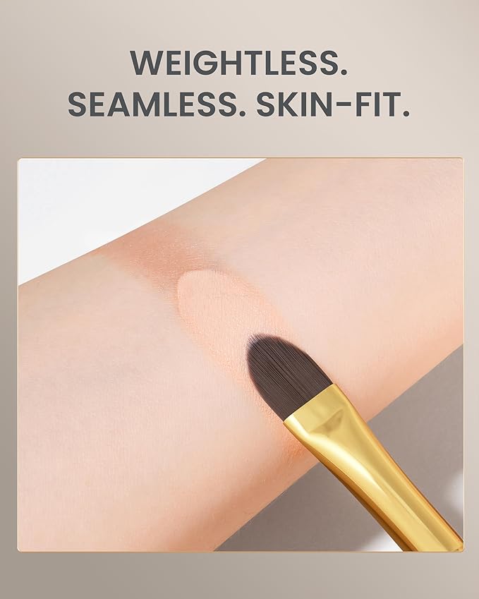 Desert Oak Series Pixel-Precise Detail Concealer Brush - Micro Teardrop Head for Acne Scars & Dark Spots, Sustainable Bubinga Handle (CM 195)-Velvo Beauty