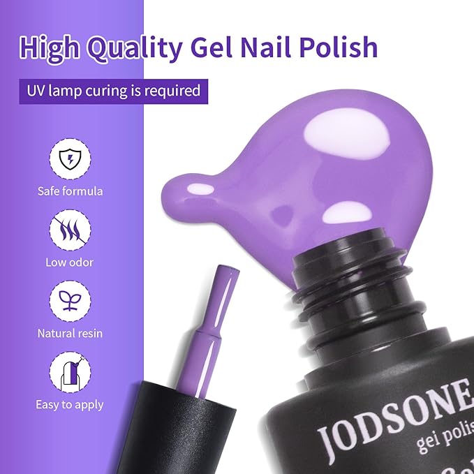 JODSONE 60 Bottles of Gel Nail Polish Kit with U V Light 55 Kinds of Gorgeous and Charming Gel Polish Kit 5 Pieces Soak off Glossy Matte Top Coat Base Coat-Velvo Beauty