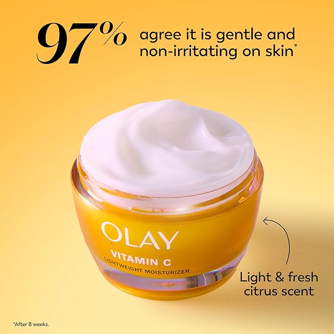 Olay Vitamin C Face Moisturizer, Brightening Cream for Women, Instant Hydration, Evens Tone, Dark Spot & Hyperpigmentation Reduction, Glowing Skin Care - Niaciniamide, Lactic Acid, 1.7 Oz-Velvo Beauty