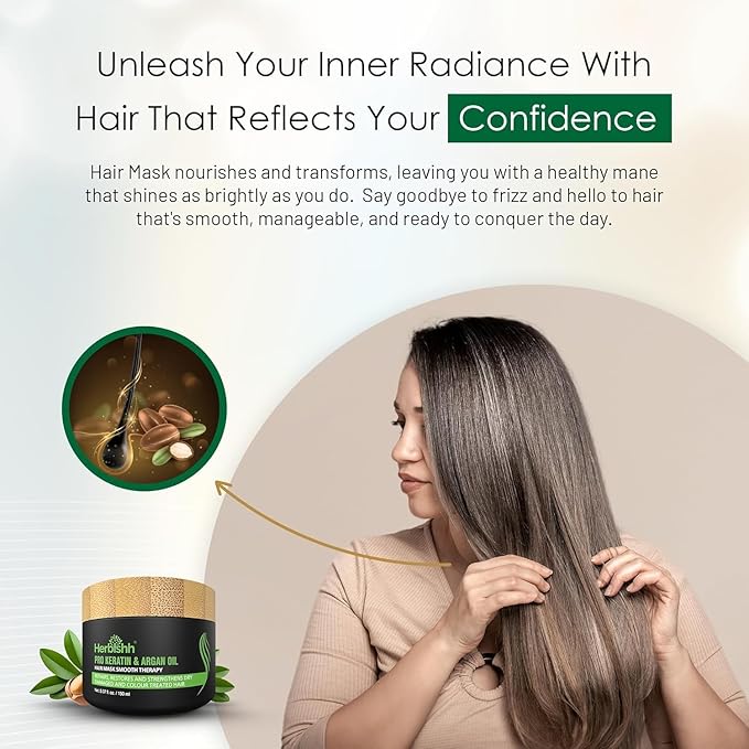 Herbishh Argan Oil & Hair Mask Combo For Deep Conditioning Treatment – Argan Oil for Hair Repair & Frizz Control (30ml) & Argan Hair Mask for Hydration (150ml), Sulfate & Paraben Free-Velvo Beauty