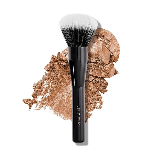 LAURA GELLER Full Face Powder Makeup Brush with Wooden Handle in Midnight Black – Foundation, Setting Powder, Blush, Bronzer, Highlighter and Luminizers – Sheer, Even Application and Blending Makeup-Velvo Beauty