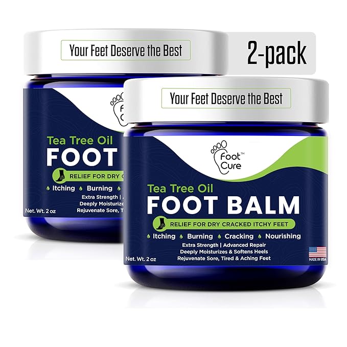 Tea Tree Oil Balm – Moisturizer for Dry Cracked Feet – Instantly Hydrates & Soothes Irritated Skin & Athlete's Foot – Best Foot Care for Women and Men – Made in USA 2PK-Velvo Beauty