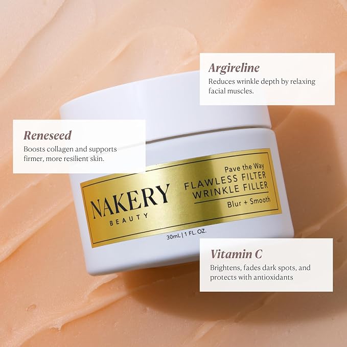 Nakery Pave The Way Flawless Filter Wrinkle Filler, Anti Aging Face Cream for Women, Instantly Smooths Deep Wrinkles, Blurs Imperfections, Skin Tightening Primer, Clinically Proven Formula Made in USA-Velvo Beauty