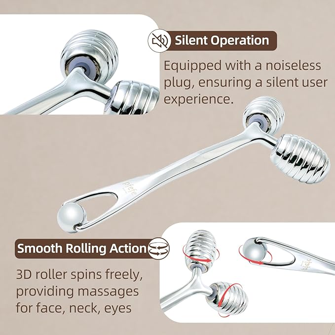 Stainless Steel Face Roller - Metal Facial Cooling Massager for Face and Eyes, Esthetician Supplies Cold Roller for Puffiness, Wrinkles, Dark Circles-Velvo Beauty
