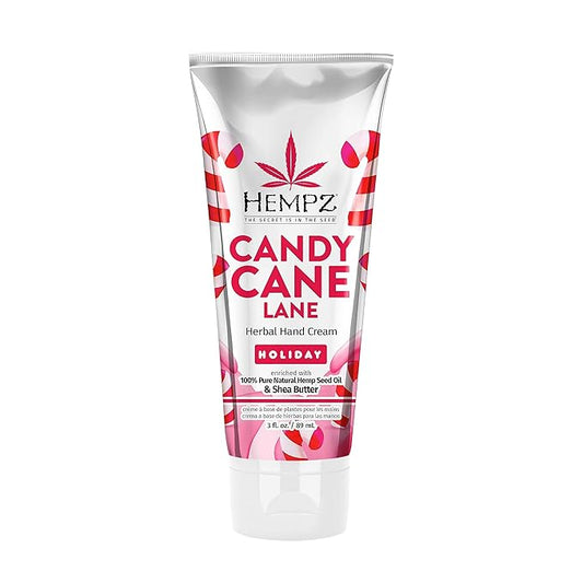 Hempz Limited Edition Candy Cane Lane Hand Cream Lotion (3 Oz) – Mini Holiday Scented Travel Cream Skin Care for Women & Men, Made with Shea Butter for Combatting Dry Hands while Travelling-Velvo Beauty