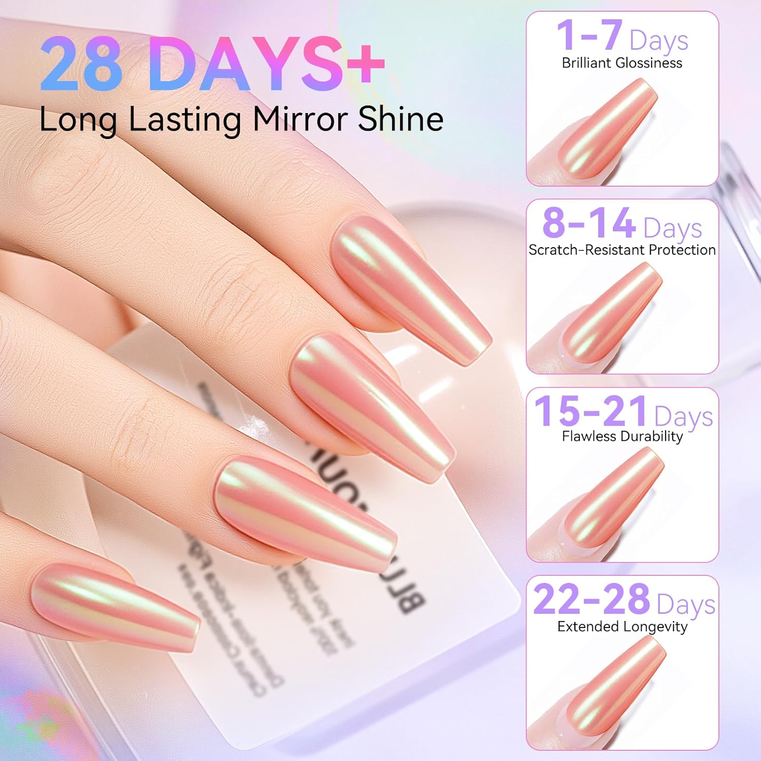 Makartt No Wipe Gel Top Coat for Chrome Nail Powder - Clear High Gloss Mirror Shine Top Coat Gel Nail Polish, Long Lasting Soak-Off LED UV Lamp, DIY Home Salon Art Design Gifts, 8ml Pink Bottle-Velvo Beauty