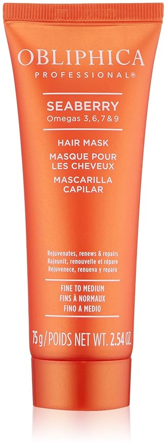 Obliphica Seaberry Hair Mask - Deep Conditioning Hydrating Treatment for Dry and Damaged Hair - Fine, Frizzy, and Color-Treated Hair - 2.64 Ounce (Pack of 1)-Velvo Beauty