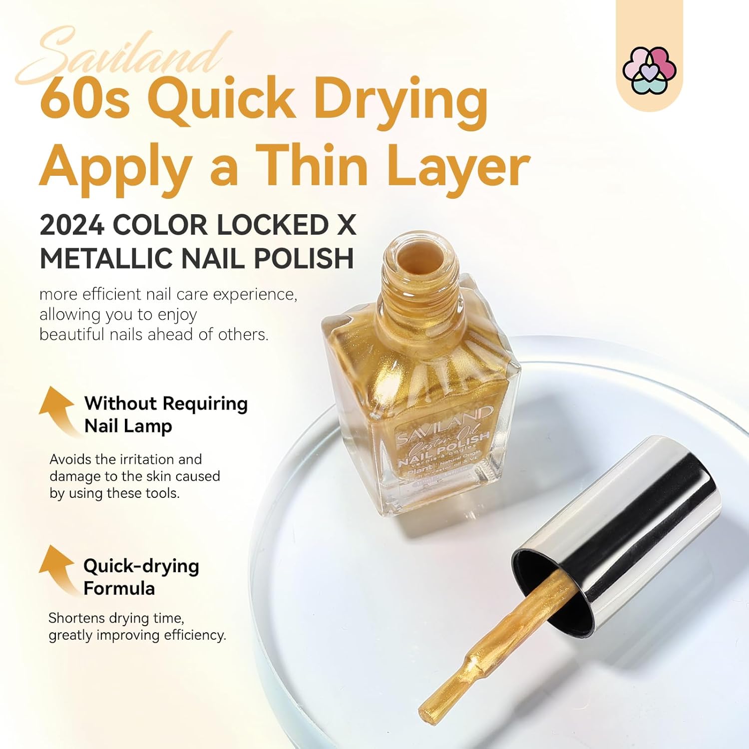 SAVILAND Gold Metallic Nail Polish: Chrome Nail Polish Air Quick Dry Nail Art Polish Bright and Shiny Fingernail Toenail Polish Bulk Nail Lacquer for Beginner DIY Manicure Art at Home Salon Women-Velvo Beauty