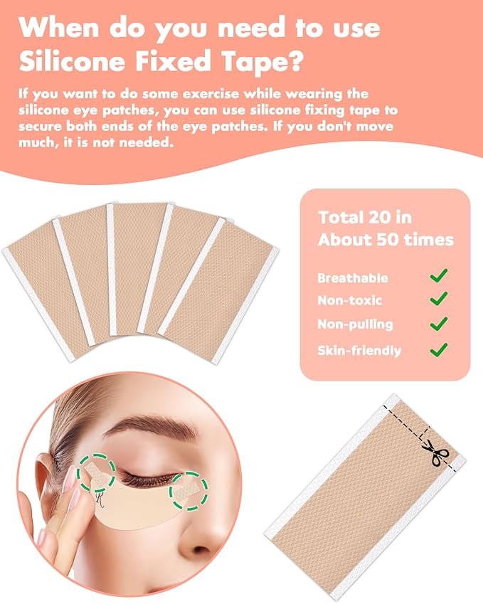 Under Eye Patches Silicone - Reusable Eye Patches + Silicone Fixing Tape Cuttable, Eye Wrinkle Patches, Reusable Eye Mask, Plump Fine Lines & Wrinkles, Eye Cream Applicator + Silicone Bag-Velvo Beauty