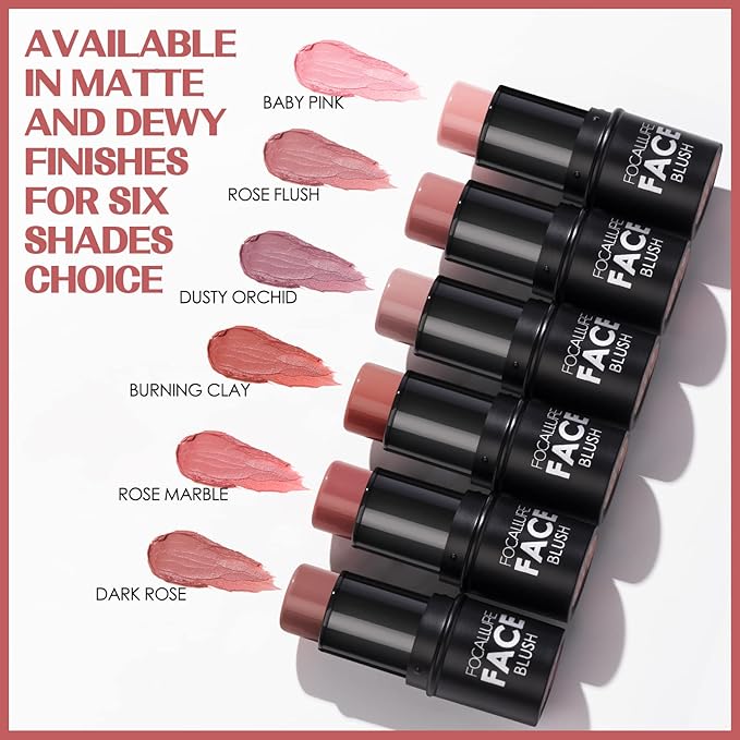 FOCALLURE Cream Blush Makeup,Buildable Blush Stick for Cheeks,Matte and Dewy Finish,Long Wearing,Easy Application,Lightweight Multi Stick,BURNING CLAY-Velvo Beauty