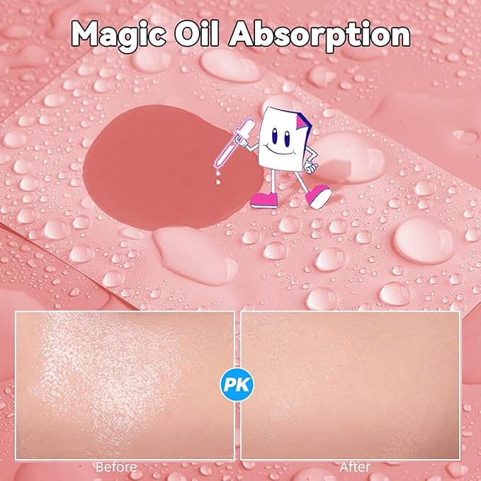 Oil Absorbing Tissues Oil Control Film, Oil Blotting Paper Same Series with Clean & Clear Oil Absorbing Facial Sheets for Oily Skin, 60 sheets Blue + 50 sheets Pink-Velvo Beauty