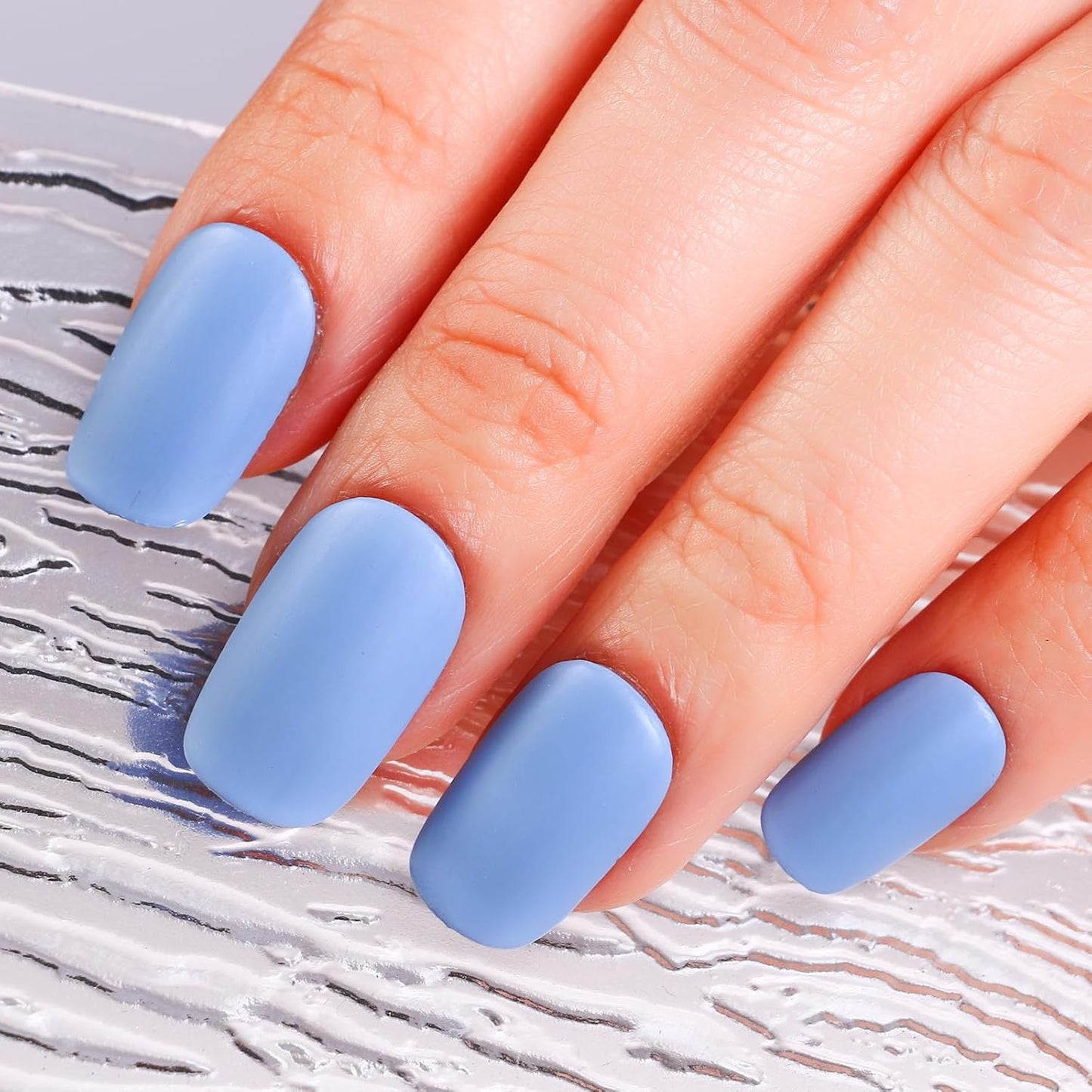 Matte Nail Polish Air Dry Nail Lacquer for Nail Art Varnish, Mist Effect Matte Finish Velvet Nail Polish, 0.35 fl oz (Pure Blue-19, 10 ML)-Velvo Beauty