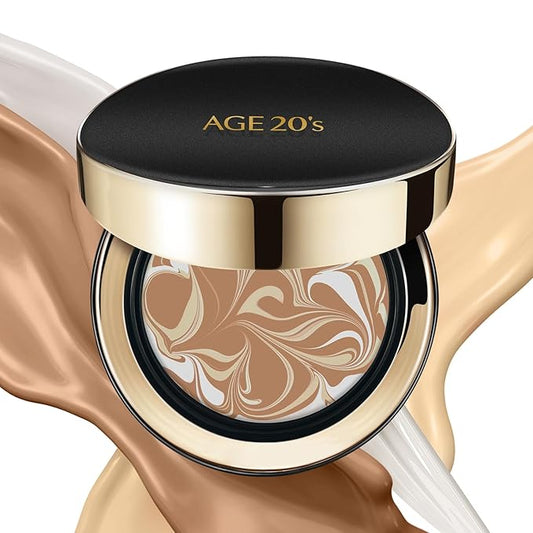 AGE20'S Signature Essence Pact SPF 50+ | Pack of 1 | 27C HONEY | Cream Foundation, Dewy Finish, Natural Coverage | Korean Cushion Foundation-Velvo Beauty