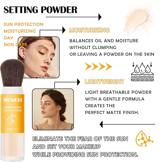 2PCS Mineral Sunscreen Setting Powder Makeup,Translucent Powder SPF 50 PA++++,Oil Control Long Lasting Face Setting Powder Sunscreen,Matte Finish,Lightweight,Breathable,All Skin-Velvo Beauty