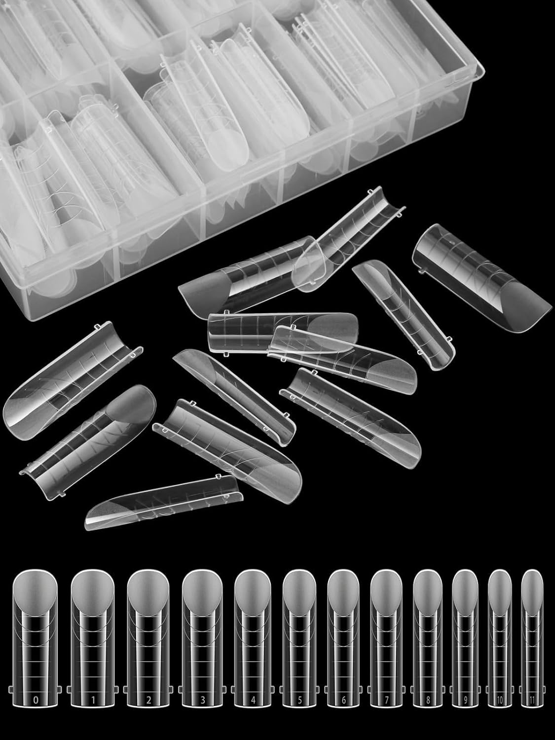 EBANKU 120Pcs Matte Dual Nail Forms, Poly Gel Nail Molds Square Clear Full Cover Coffin Nail Tips Extension Forms 12 Sizes for Gel Manicure Nail Art Design Salon&DIY-Velvo Beauty