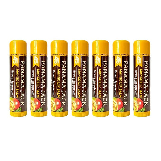 Panama Jack Sunscreen Lip Balm - SPF 45, Broad Spectrum UVA-UVB Sunscreen Protection, Prevents & Soothes Dry, Chapped Lips, Mango, 7-pack-Velvo Beauty