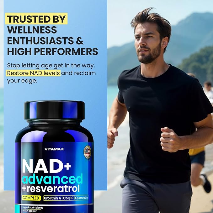 NAD Supplement Extra Strength - Liposomal + Resveratrol for Women & Men, CoQ10, Alpha Lipoic Acid, Green Tea, Quercetin, Urolithin A, Lycopene – High Purity Anti-Aging, Energy & Regeneration – 60ct-Velvo Beauty