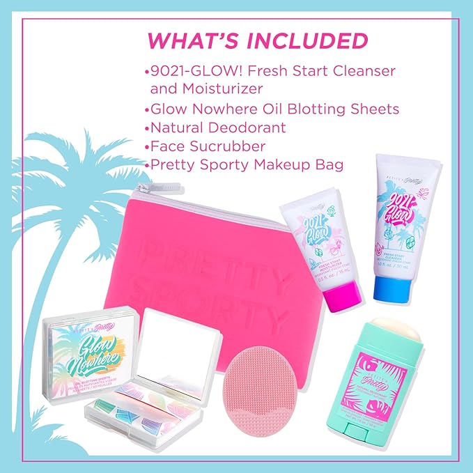Petite ’N Pretty Sporty Set for Kids, Teens and Tweens - Skin Care Kit of Cleanser,Moisturizer, 50 pcs of Oil Blotting Sheets, and Natural Deodorant - Travel Essentials for Fresh & Glowing Skin-Velvo Beauty