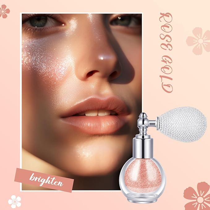 3 Pcs Glitter Spray for Hair and Body, Highlighter Shimmering Spray Powder High Gloss Body Glitter Spray Sparkle Powder for Face Body Cosmetic, Champagne, Pearl White, Bronze Color-Velvo Beauty