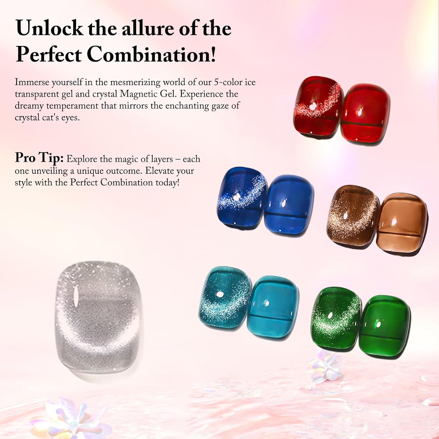 Cat Eye Gel Nail Polish with Magnet Stick, 15ml Glitter Holographic Nail Polish, Magnetic Effect Gel for Home DIY Manicure Gift, Ethereal Gray-Velvo Beauty