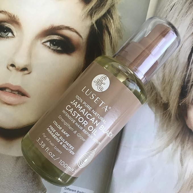 Luseta 100% Pure Natural Jamaican Black Castor Oil Hair Oil, Moisturizing & Healing, For Hair Growth 3.38oz-Velvo Beauty