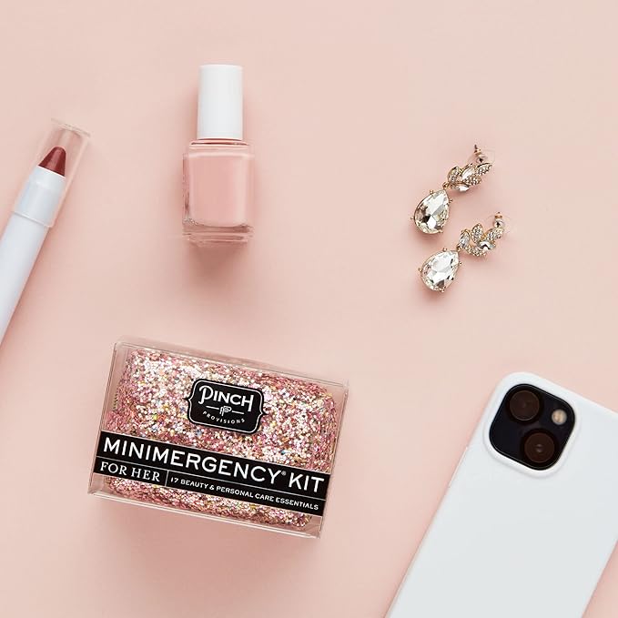 Pinch Provisions Rose Gold Minimergency Kit, includes 17 Travel-Sized Cosmetic Essentials, Convenient for Purses, Emergency Beauty Accessories, Gifts for Holiday’s & Birthday’s-Velvo Beauty